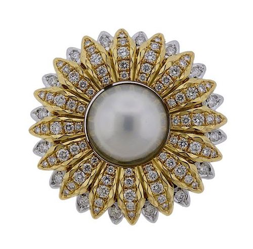 Buccellati Prestigio Pearl Diamond 18k Gold Pendant 