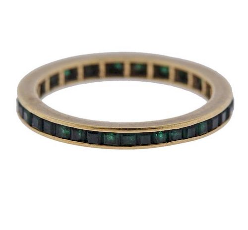 14K Gold Emerald Eternity Band Ring