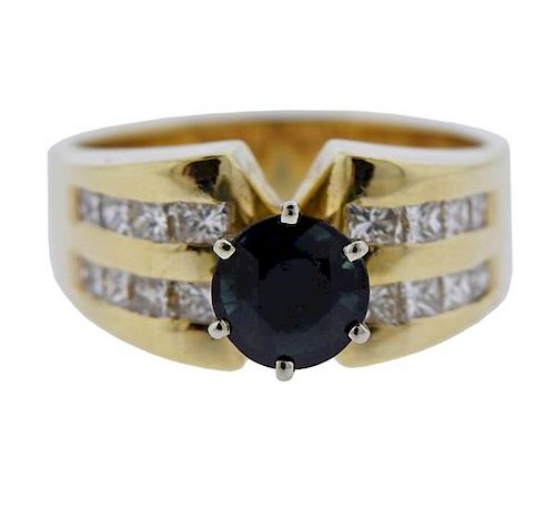 14K Gold Diamond Sapphire Ring