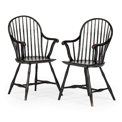 New England Bow-Back Windsor Armchairs