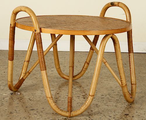 FRENCH RATTAN COFFEE TABLE JEAN ROYERE 1960