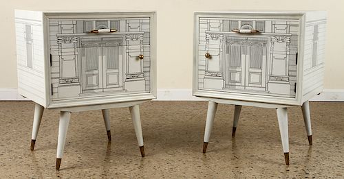 PAIR FORNASETTI STYLE SIDE TABLES CIRCA 1960