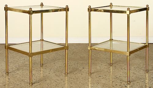 PAIR FRENCH BRONZE GLASS NIGHT STANDS 1970