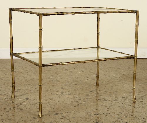 BRASS GLASS TABLE IN MANNER OF BAGUES C.1940