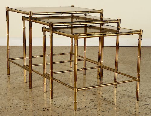 BRASS NESTING TABLES MANNER OF BAGUES C.1970
