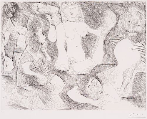 Pablo Picasso -  Bain de Minuit, femmes surprises par un marin hilare (1971)