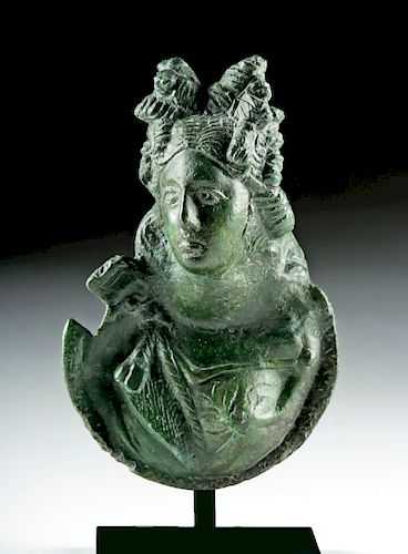 Roman Bronze Attachment w/ Bust of a Maenad