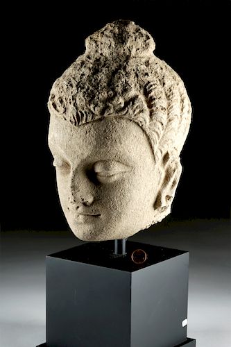 Superb Lifesize Gandharan Stucco Head of Buddha