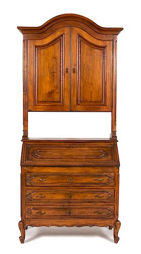 A French Provincial Carved Fruitwood Secretary Desk