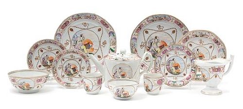 An Armorial Chinese Export Porcelain Service Diameter of deep dishes 9 1/2 inches.