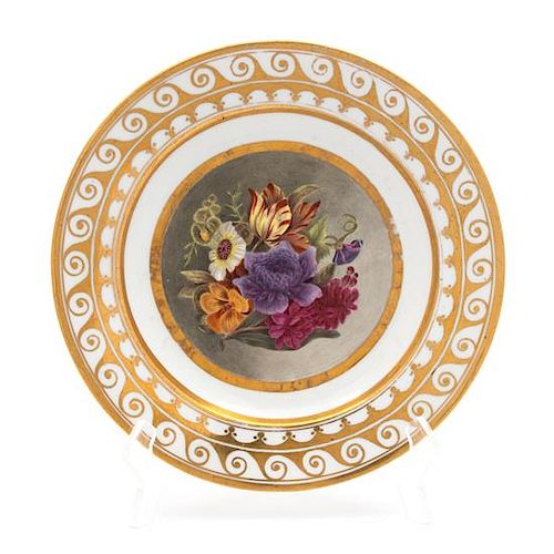 An English Porcelain Dinner Plate Diameter 9 1/4 inches.