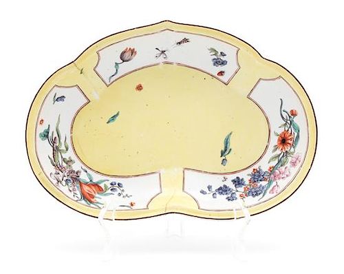 A Chelsea Porcelain Kidney-shaped Dish Width 10 1/2 inches.
