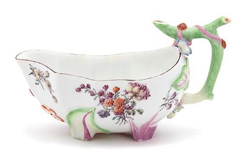 A Chelsea Porcelain Sauce Boat Length 7 1/2 inches.