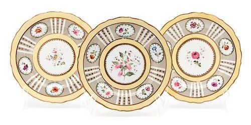 A Set of Eleven English Porcelain Dessert Plates Diameter 8 3/4 inches.