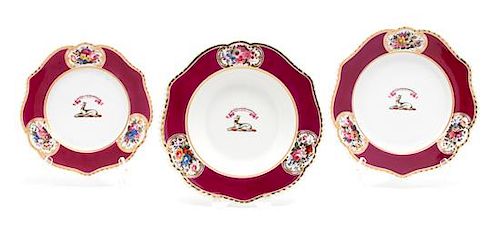 Three Chamberlains Worcester Porcelain Pieces Diameter of largest 10 1/2 inches.