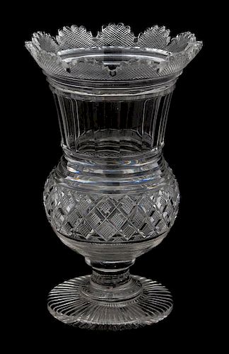 A Georgian Glass Celery Vase Height 8 5/8 x 5 1/8 inches.