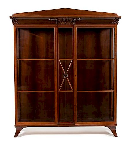 A William IV Style Carved Mahogany Display Cabinet Height 74 x width 63 x depth 17 inches.