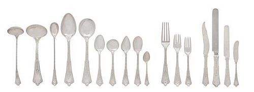 An American Silver Flatware Service, Tiffany & Co., New York, in the Persian pattern, comprising; 12 dinner knives 12 breakfast