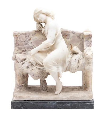 An English Carved Marble Sculpture Height 15 x width 12 x depth 6 1/2 inches.