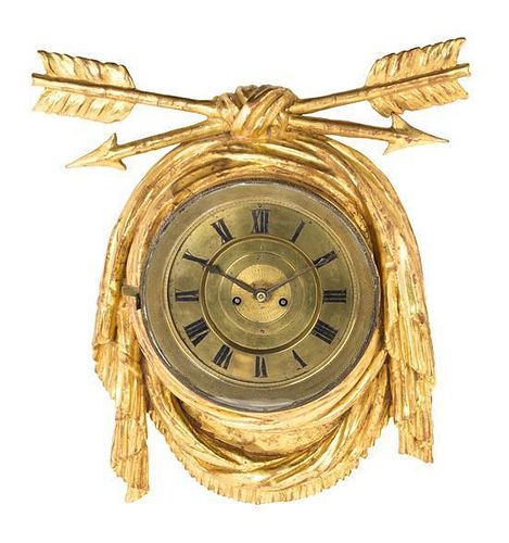 An Austrian Giltwood Cartel Clock Height 20 inches.