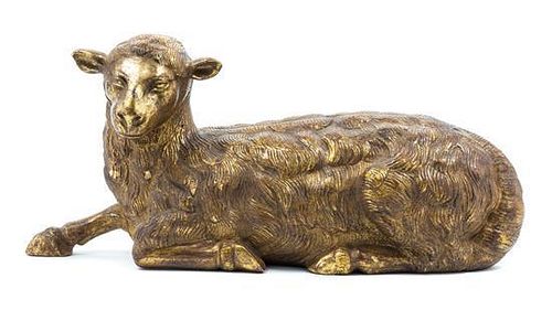 A Giltwood Model of a Lamb Width 8 1/2 inches.