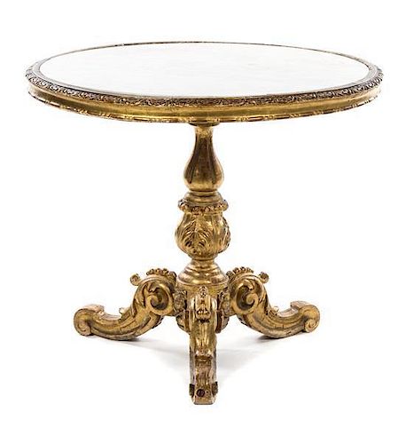 A Charles X Giltwood Gueridon Height 27 x diameter 32 1/2 inches.