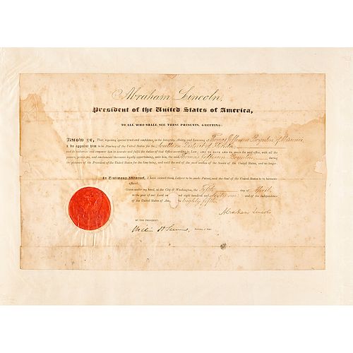 ABRAHAM LINCOLN SIGNED APPOINTMENT