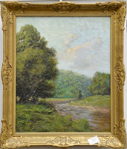 George Gillespie, oil on canvas, landscape with stream, signed lower left Geo Gillespie. 17" x 14 1/4"