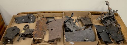 Four box lot to include twelve iron door locks, some with keys, 18th-19th Century.