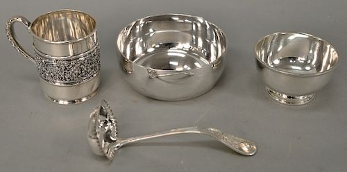 Tiffany & Co. four piece lot with mug, ladle, and two bowls. 23.3 t oz.