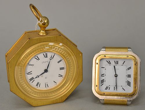 Two clocks including a Cartier. ht. 3 1/2 in. & 6 in.