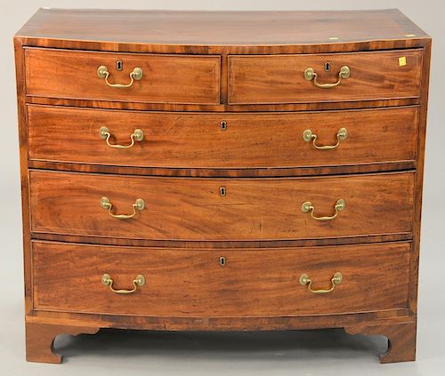 George III mahogany bowfront chest, circa 1800. ht. 35 in., wd. 42 in.