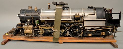 Amazing live steam train model having engine with 3 1/2'' gauges or scale with coal tender. ht. 12 in., lg. 41 in.