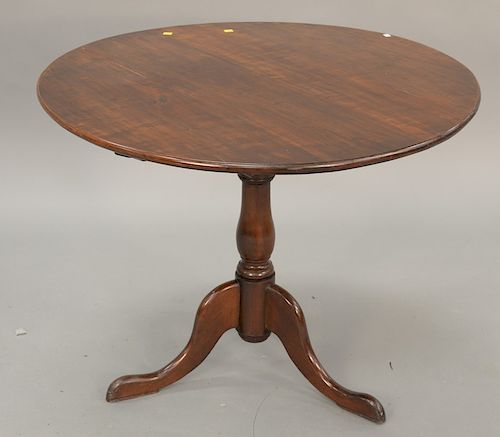 Federal cherry tip and turn tea table, ht. 28 1/2 in., dia. 27 in.