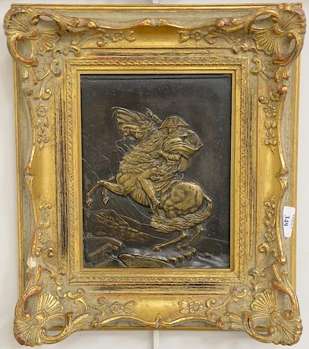 Bronze plaque of Napoleon on horseback marked Bonaparte, Karolus Magnus Hannibal, 9 3/4'' x 7 1/2''