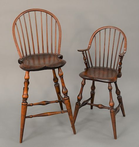 Two piece D.R. Dimes lot including a bar stool (seat ht. 26 1/2 in.) and a youth chair (seat ht. 20 1/2 in.).