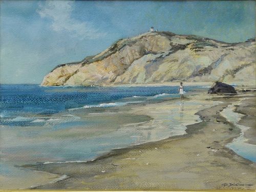 Gil DiCicco, watercolor, walking the beach, signed lower right Gil DiCicco. sight size 9" x 12"
