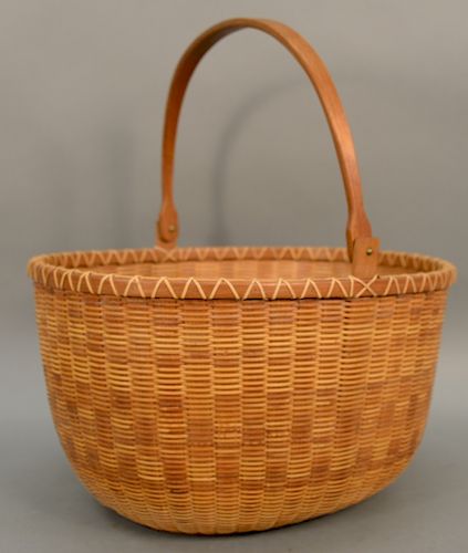 Arthur R. Martin oversized large Nantucket basket, signed on bottom: ARM, Arthur R. Martin # Low-C-5-91. ht. 12 3/4 in. without hand...