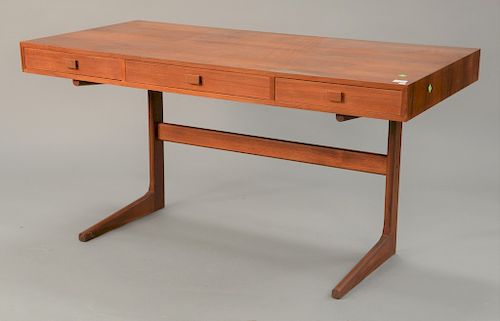Georg Petersens Danish Modern teak desk by Mobelfabrik. ht. 27 in., wd. 55 in., dp. 26 in.
