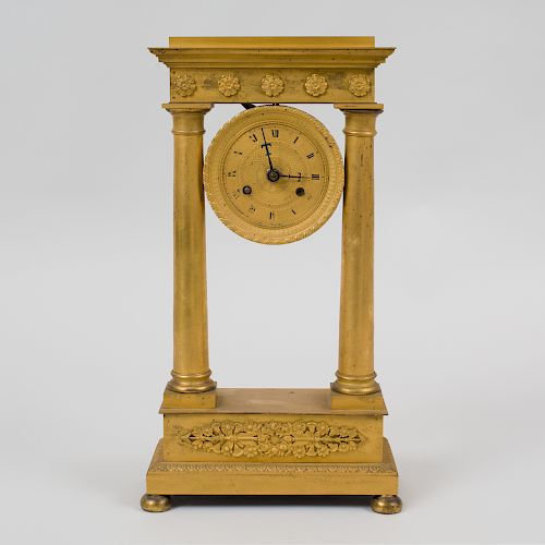 Charles X Style Gilt-Metal Mantel Clock  