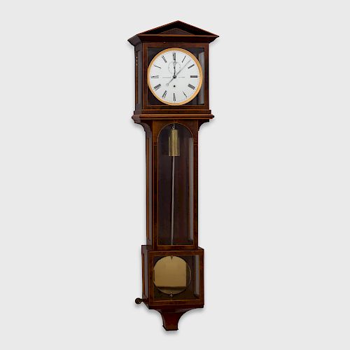 Austrian Fruitwood Inlaid Mahogany Regulator Clock