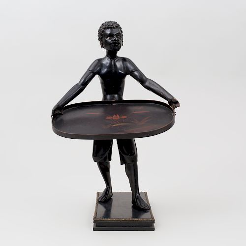 Victorian Carved and Ebonized Figural Card Tray