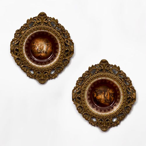 Pair of Continental Transfer Printed Porcelain Plates with Napoleonic Scenes