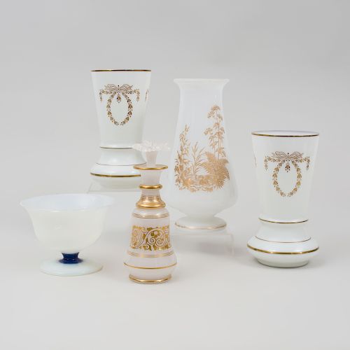 Group of Opaline Glass Table Articles