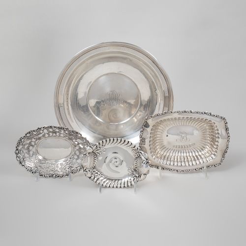 Dutch Silver Dish and Three American Silver Dishes
