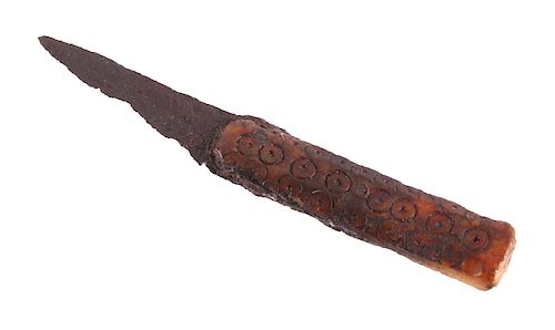 Inuit Fossilized Walrus Ivory Knife 18th Century