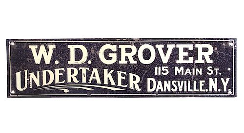 Early 1900's Undertaker Sign Dansville New York