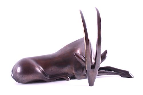 Original Loet Vanderveen Bronze Oryx Sculpture