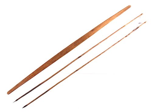 Sioux Polychrome Bow and Arrows c. 1850-1880