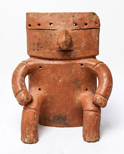 Pre-Columbian Quimbaya Seated Male Pottery Figure